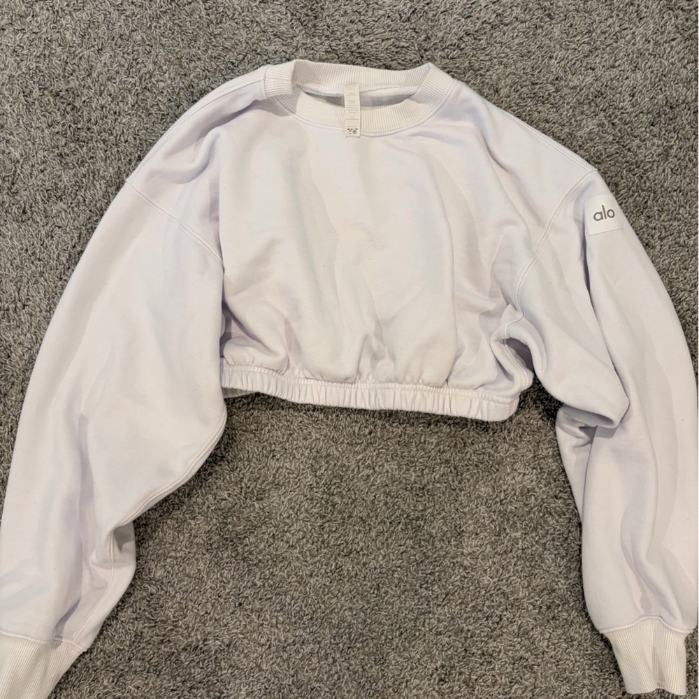 ALO Yoga White Pullover Sweatshirt